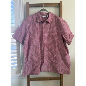 Cubavera Men's Tuck Panel Dobby Short Sleeve Linen-Blend Button-Down Shirt 3XL